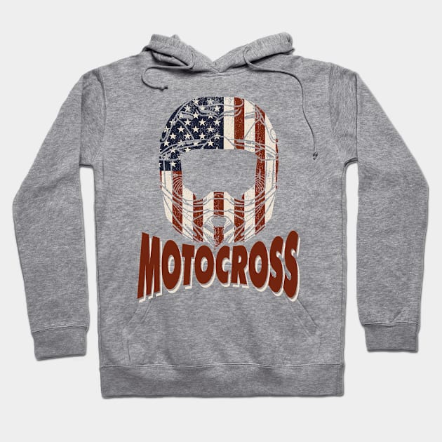 Motocross Helmet USA Flag Hoodie by A-Buddies